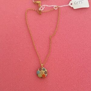 Bisjoux La Scala Gold Necklace with Colorful Pendant